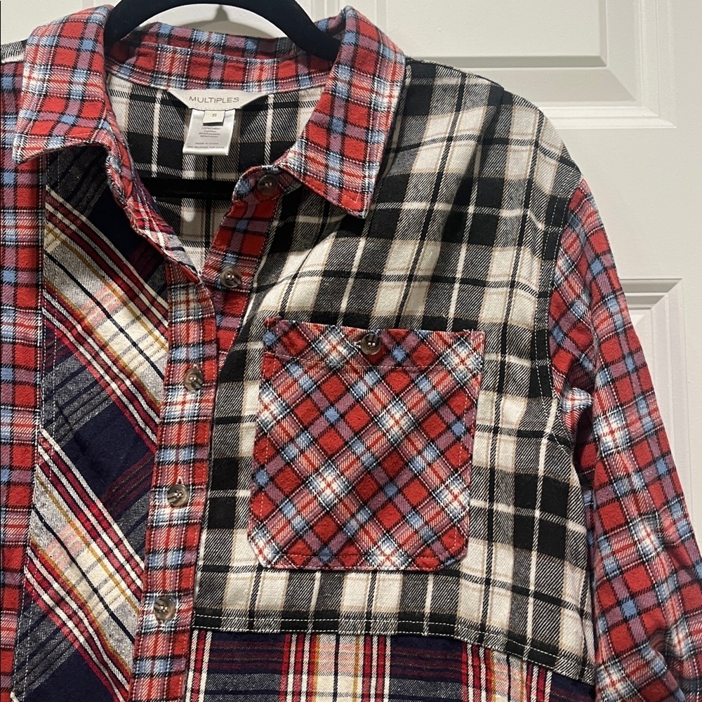 MULTIPLES mixed plaid flannel patchwork multi pri… - image 6